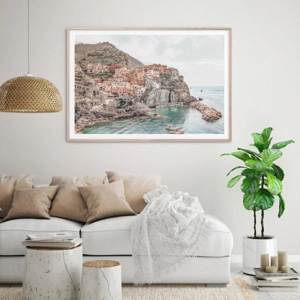 Wall Art 80cmx120cm Italy Cinque Terre Canvas Wood Frame