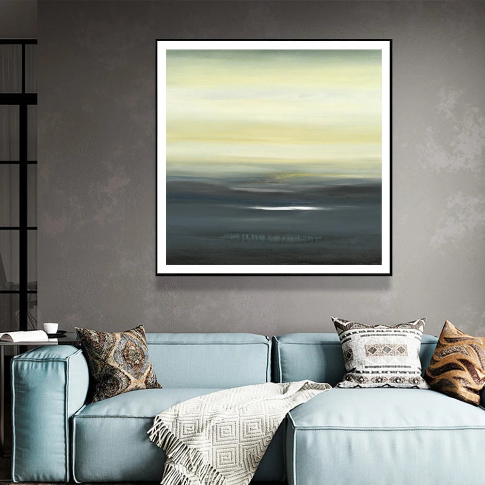 Wall Art 80cmx80cm Land of Serenity Canvas Black Frame