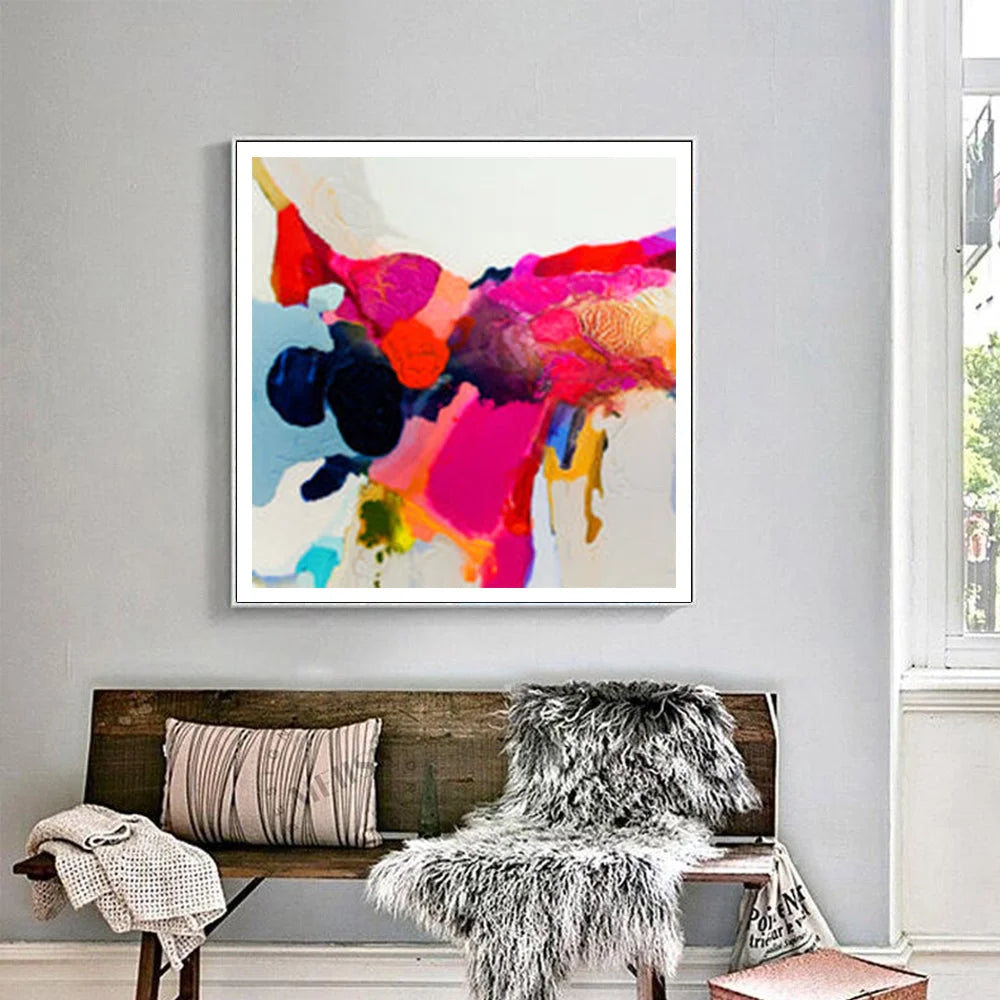 Wall Art 80cmx80cm Reach In Canvas White Frame - Home &