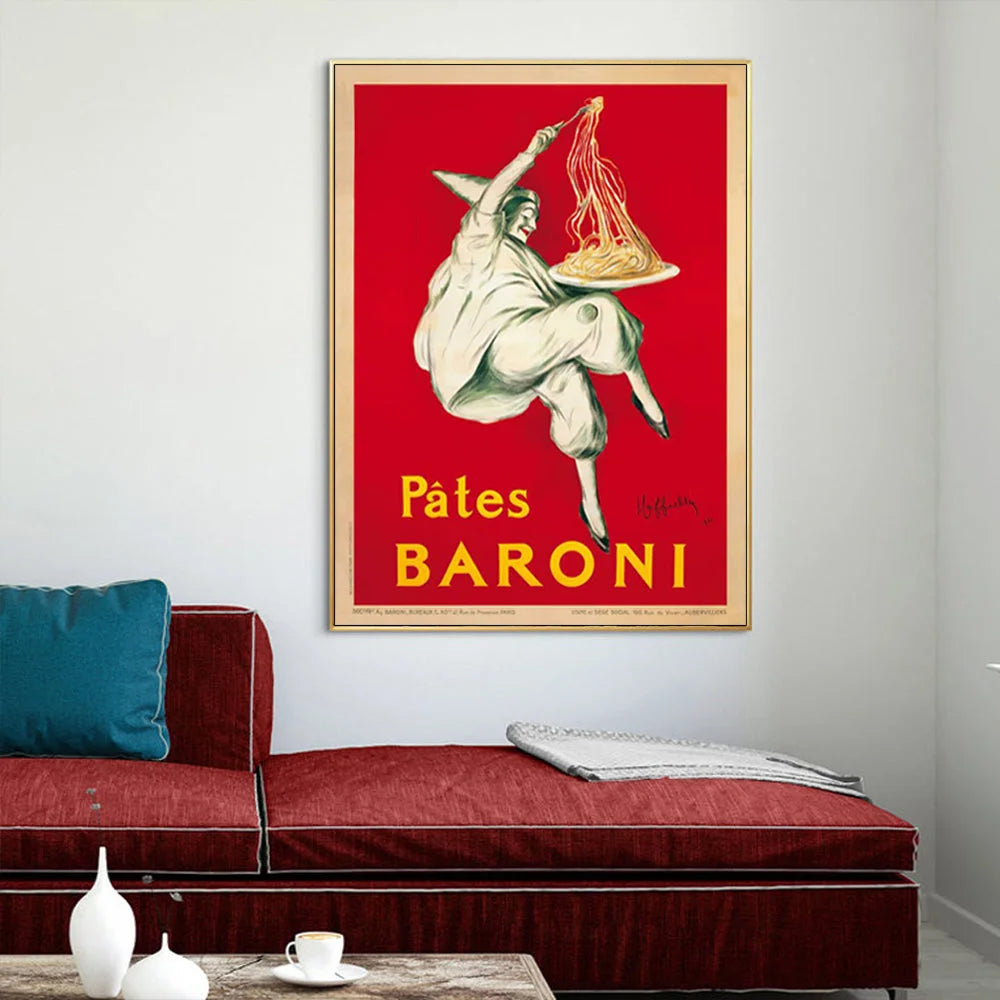 Wall Art 90cmx135cm - Pates Baroni Pasta with Gold Frame