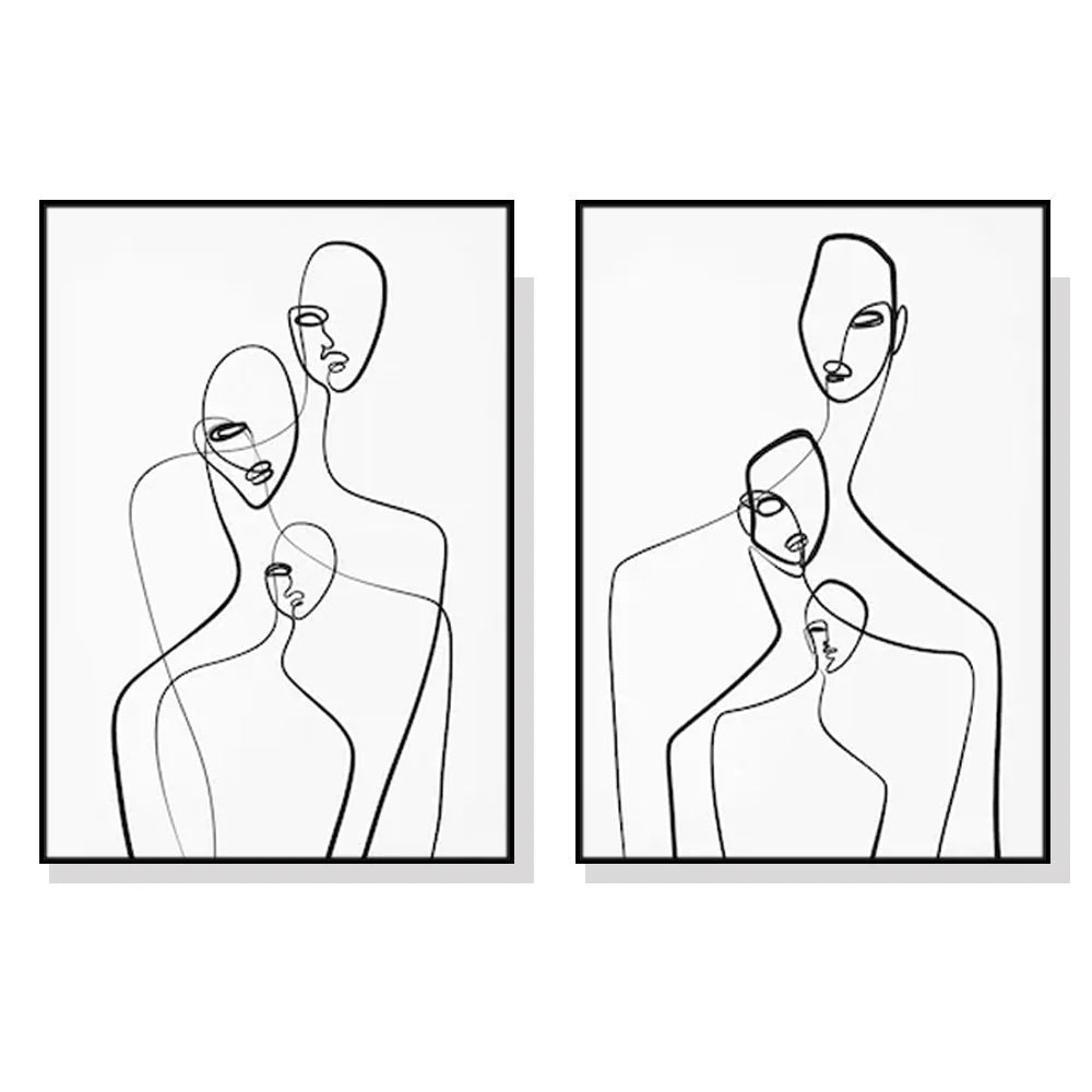 Wall Art Abstract Figures 40cmx60cm Black Frame Canvas 2