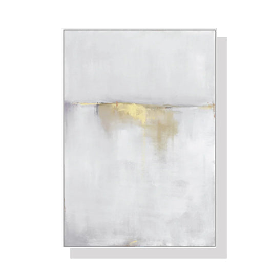 Wall Art Abstract Gold White Single II White Frame Canvas