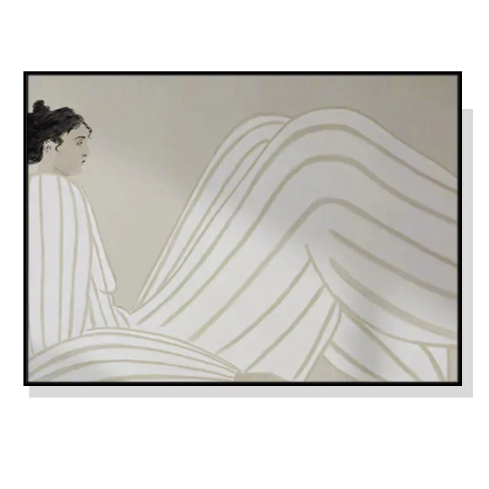 Wall Art Abstract Lady Canvas Black Frame 60cmx90cm - Home