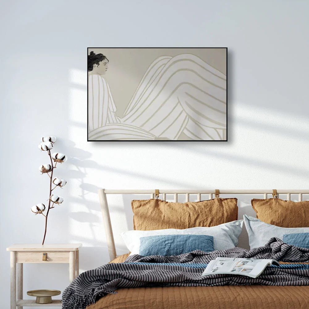 Wall Art Abstract Lady Canvas Black Frame 70cmx100cm - Home