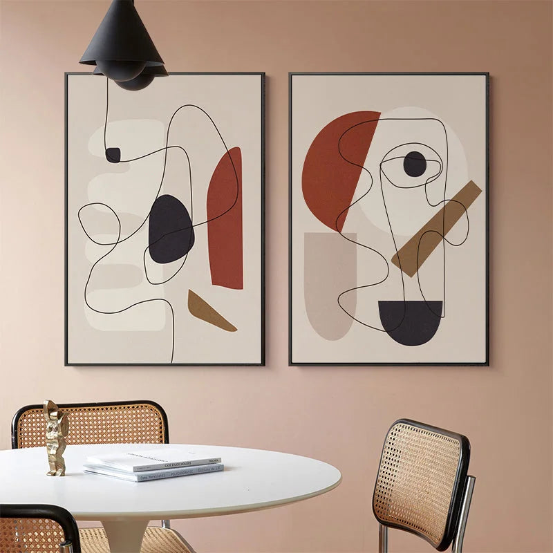 Wall Art Abstract Line Art By Picasso 3 Sets Black Frame