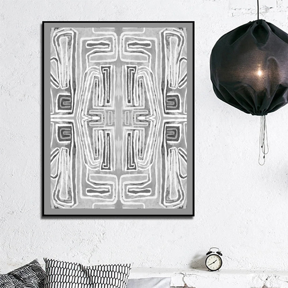 Wall Art Abstract Mountain 50x70cm Black Frame Canvas