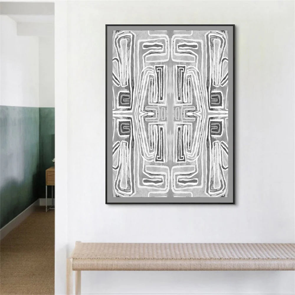 Wall Art Abstract Mountain 70x100cm Black Frame Canvas