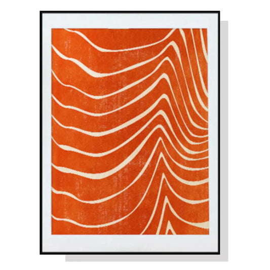 Wall Art Abstract Orange 100cmx150cm Black Frame Canvas