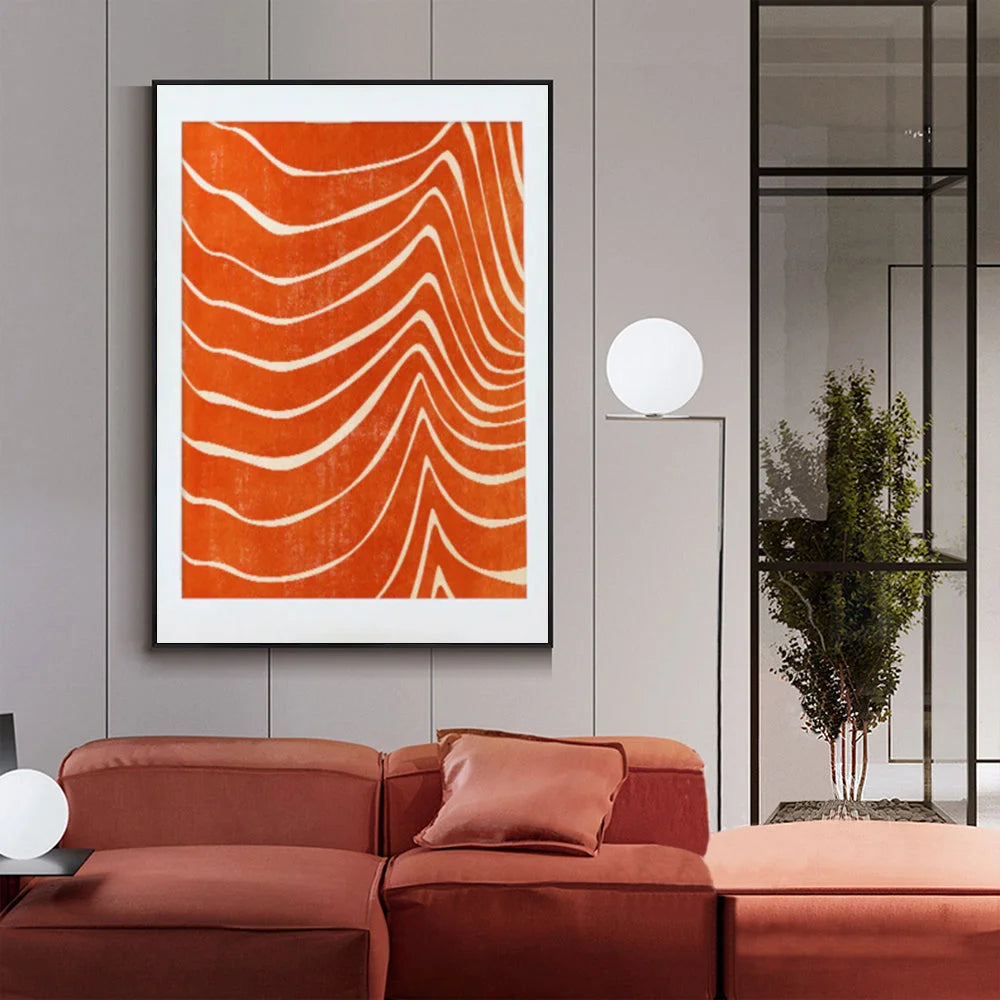 Wall Art Abstract Orange 40cmx60cm Black Frame Canvas