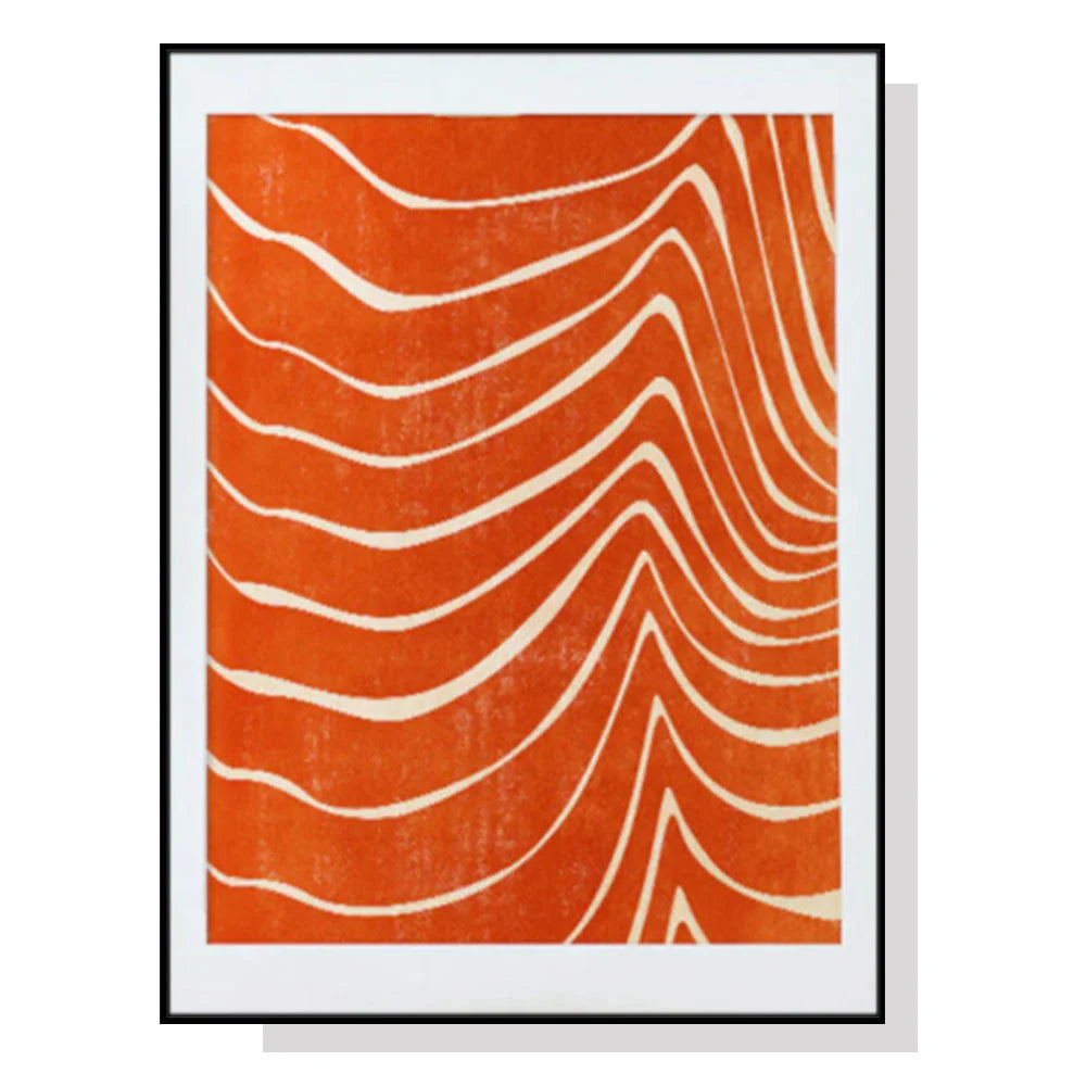 Wall Art Abstract Orange 50x70cm Black Frame Canvas - Home