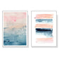 Wall Art Abstract Pink 2-Piece Set 70x100cm White Frame