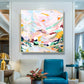 Wall Art Abstract Pink Mountain Hand Painted Style Gold