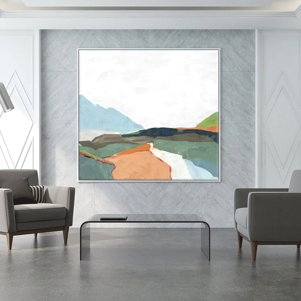 Wall Art April Morning 60x60cm White Frame Canvas - Home &