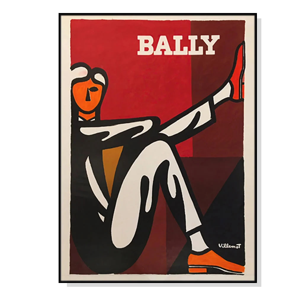 Wall Art Bally Man by Villemot Black Frame Canvas 100cm x