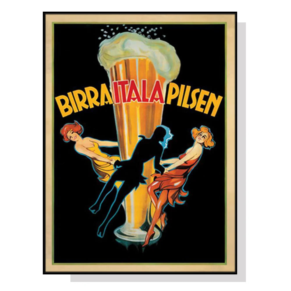 Wall Art Birra Itala Pilsen 70cmx100cm Black Frame Canvas