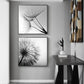 Wall Art Black and White Dandelion 2 Sets Black Frame