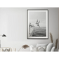 Wall Art Black and White Ocean Jump 50x70cm Black Frame