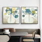 Wall Art Blue Bouquet 70x70cm 2 Sets Black Frame Canvas