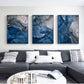 Wall Art Blue Gold Marble 3 Sets Black Frame Canvas