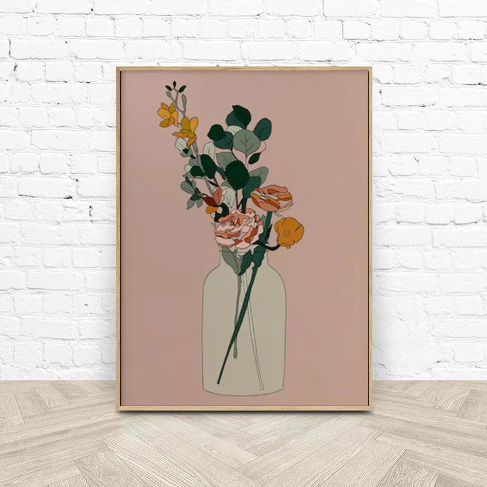 Wall Art Boho Floral 40cmx60cm Wood Frame Canvas - Home &