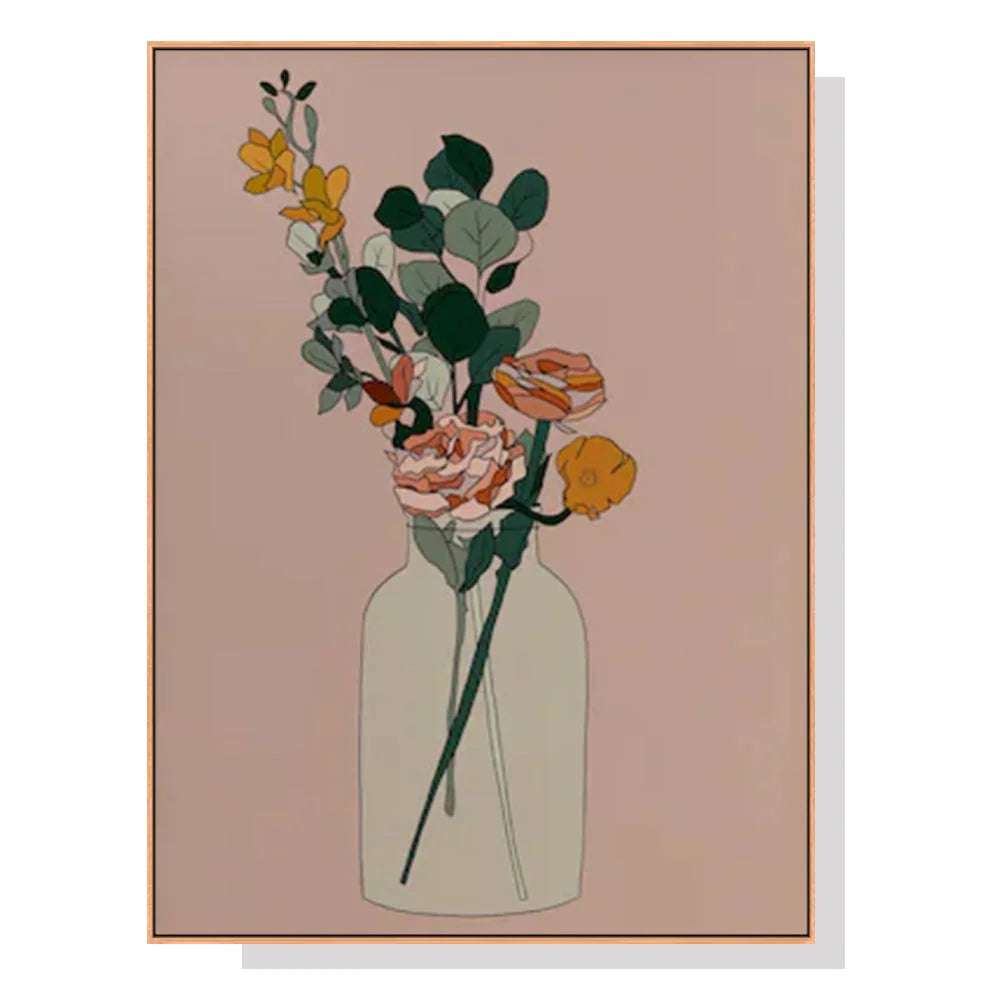 Wall Art Boho Floral 70x100cm Wood Frame Canvas - Home &