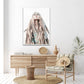 Wall Art BOHO Girl White Frame Canvas 90x135cm - Home &