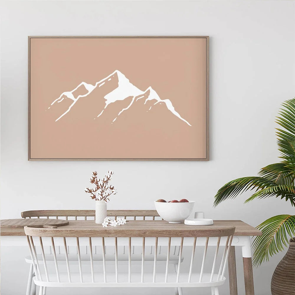 Wall Art Boho Mountain 70x100cm Wood Frame Canvas - Home &