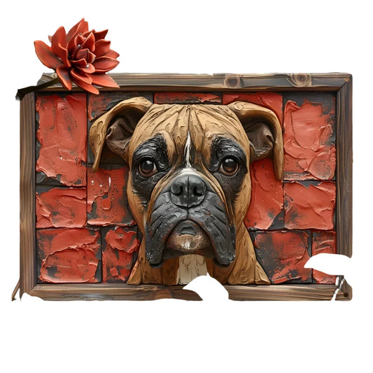 Wall Art Boxer Dog Aluminum - 12x16in Decorative Print