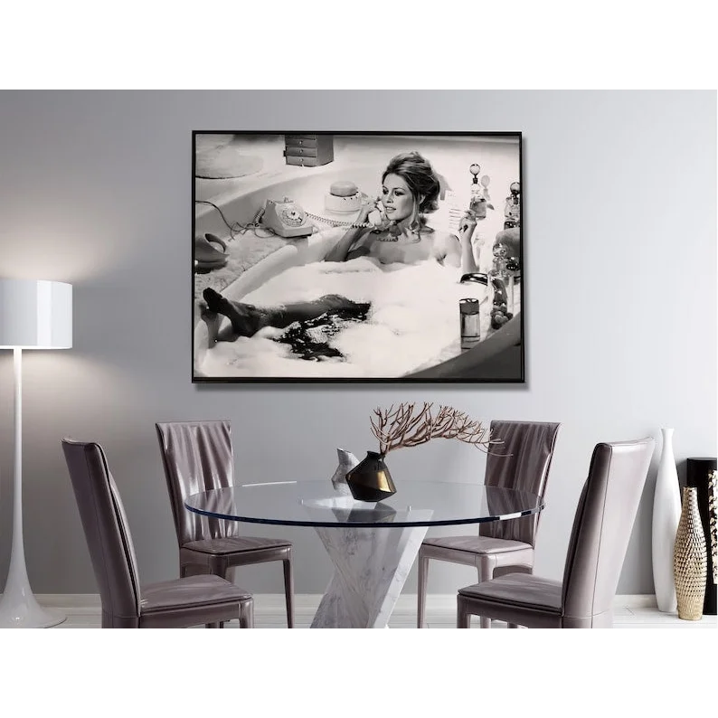 Wall Art Brigitte Bardot in the Bath Poster 50x70CM Black