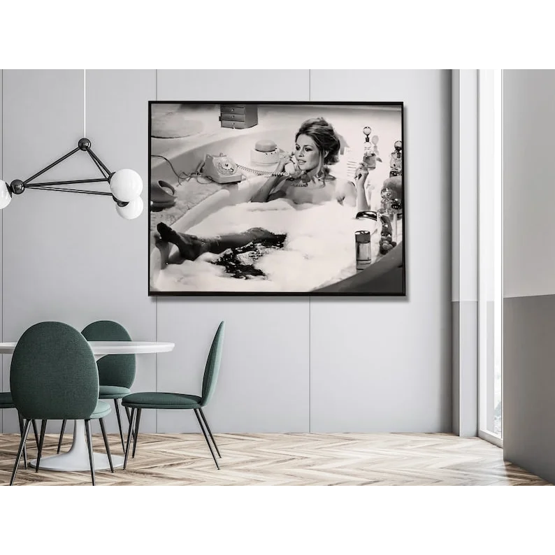 Wall Art Brigitte Bardot in the Bath Poster 50x70CM Black