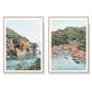 Wall Art Canvas Italy Coast 2 Sets Wood Frame 80cmx120cm