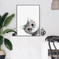 Wall Art Cat with Glasses Black Frame Canvas 90x135cm