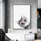 Wall Art Cat with Glasses Black Frame Canvas 90x135cm