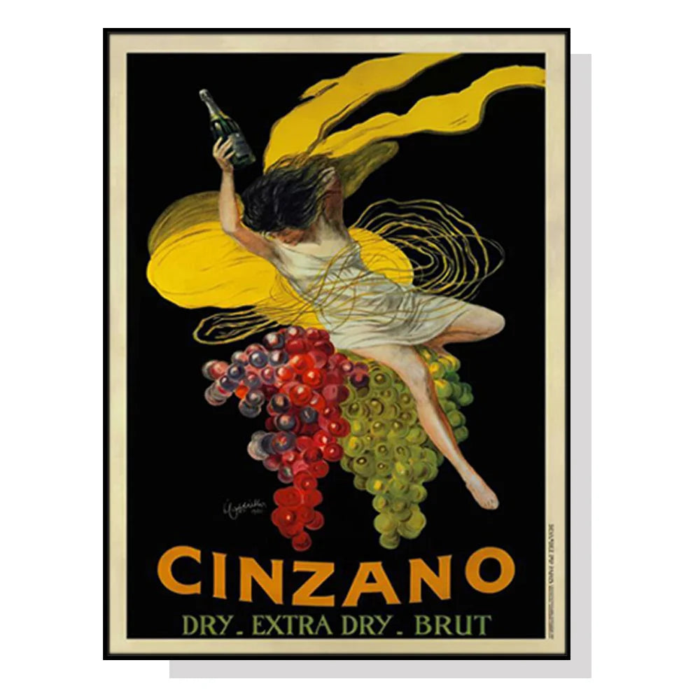 Wall Art Cinzano 50cmx70cm Black Frame Canvas - Home &