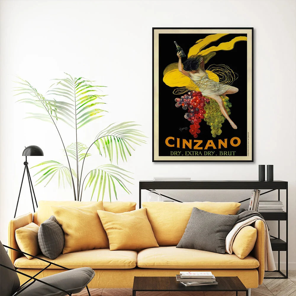 Wall Art Cinzano 60cmx90cm Black Frame Canvas - Home &