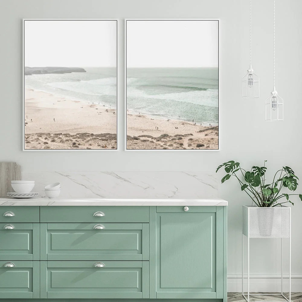 Wall Art Coastal Prints 70cmx100cm White Frame Canvas 2