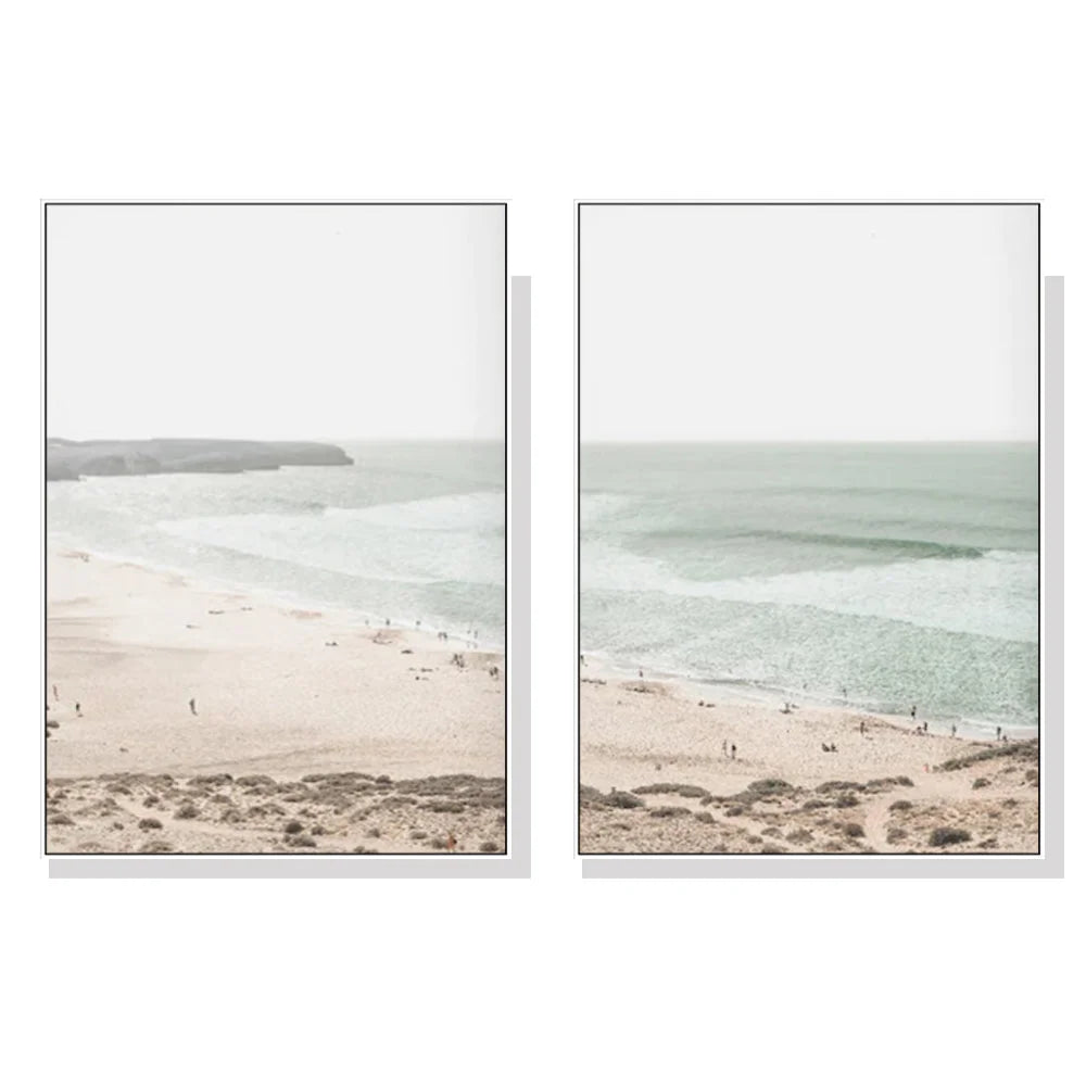 Wall Art Coastal Prints 80cmx120cm White Frame Canvas 2