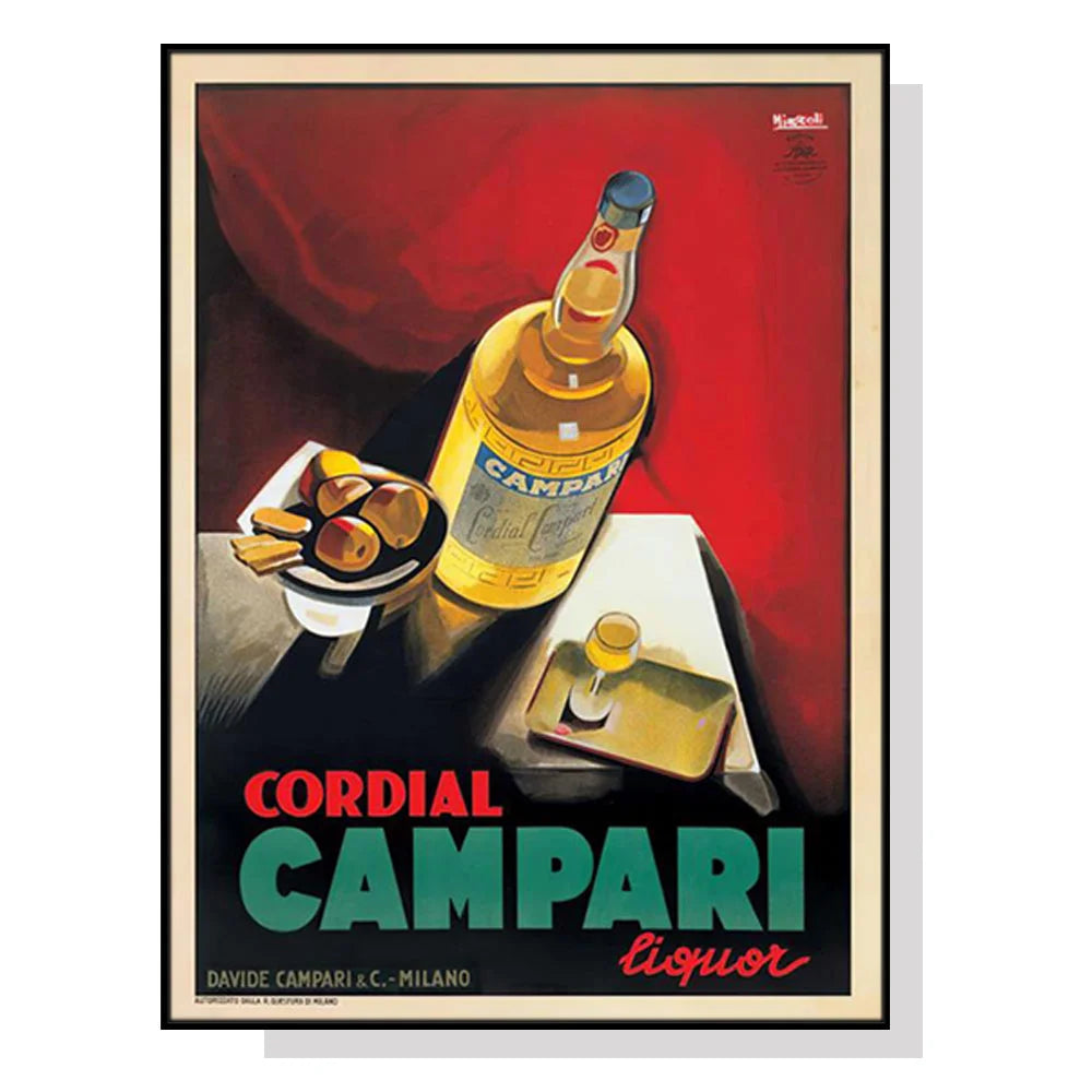 Wall Art Cordial Campari Liquor 60cmx90cm Black Frame