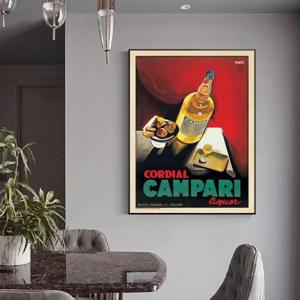 Wall Art Cordial Campari Liquor 60cmx90cm Black Frame
