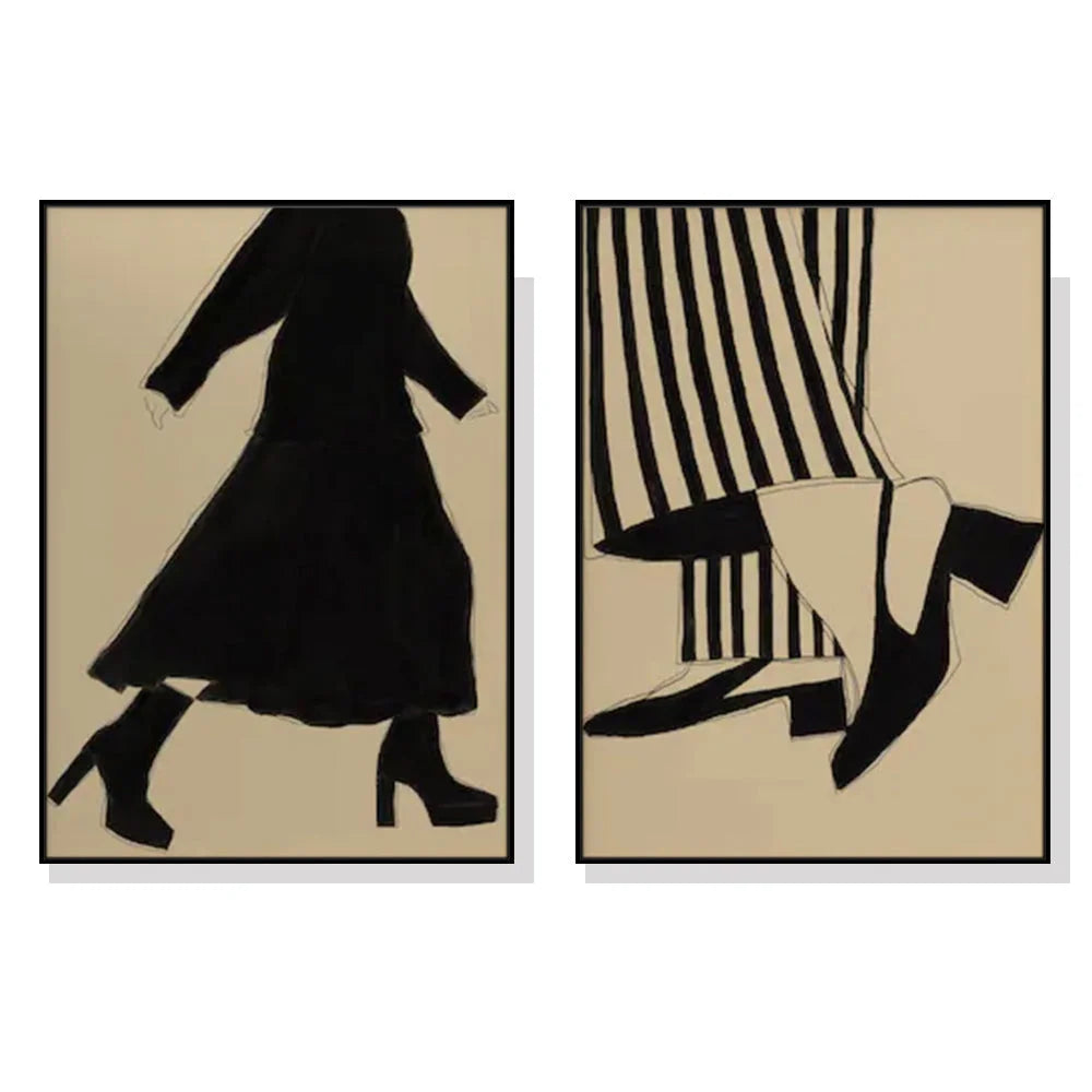 Wall Art Fashion Illustration 2-Piece Set 50x70cm Black