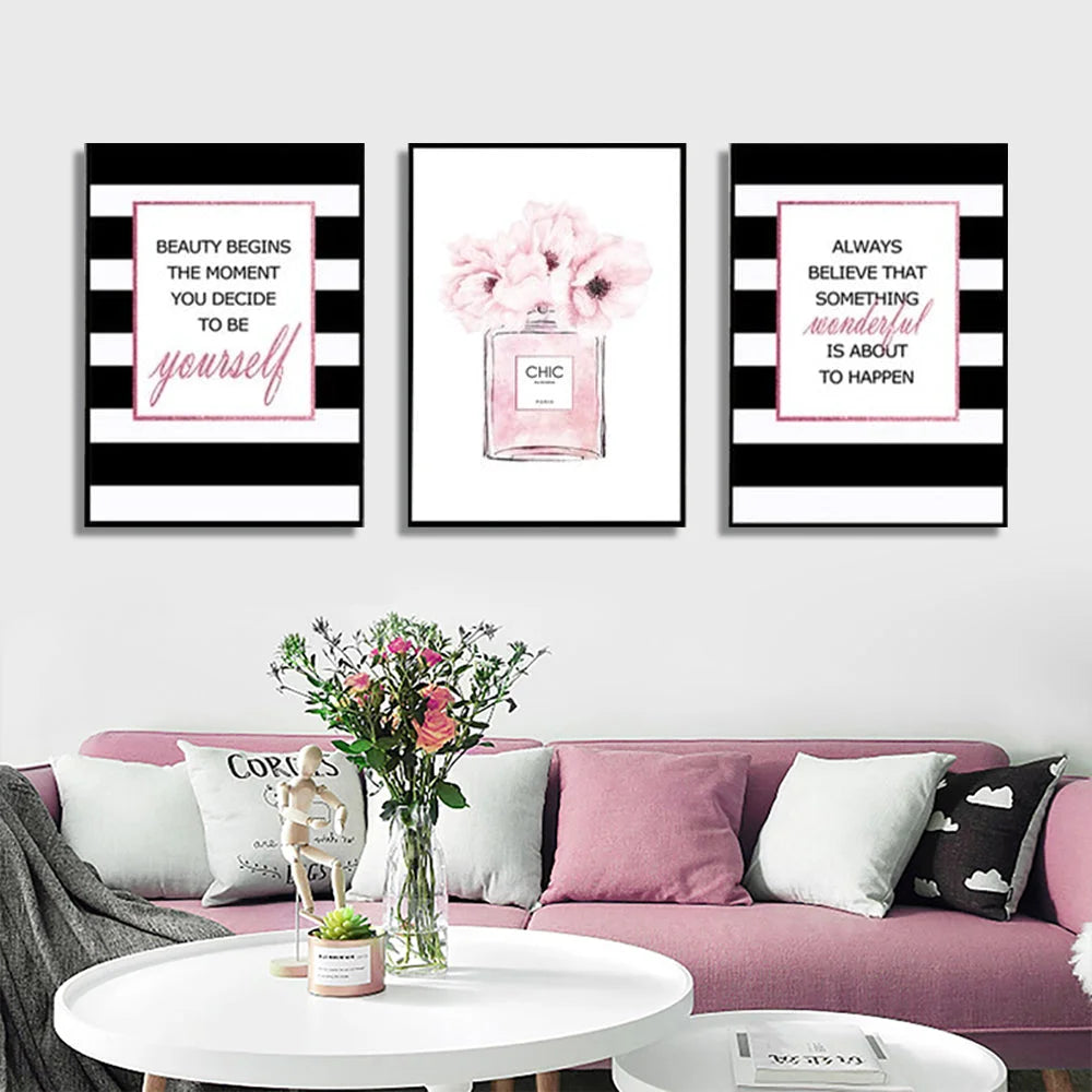 Wall Art Fashion Prints 60x90cm 3 Sets Black Frame Canvas