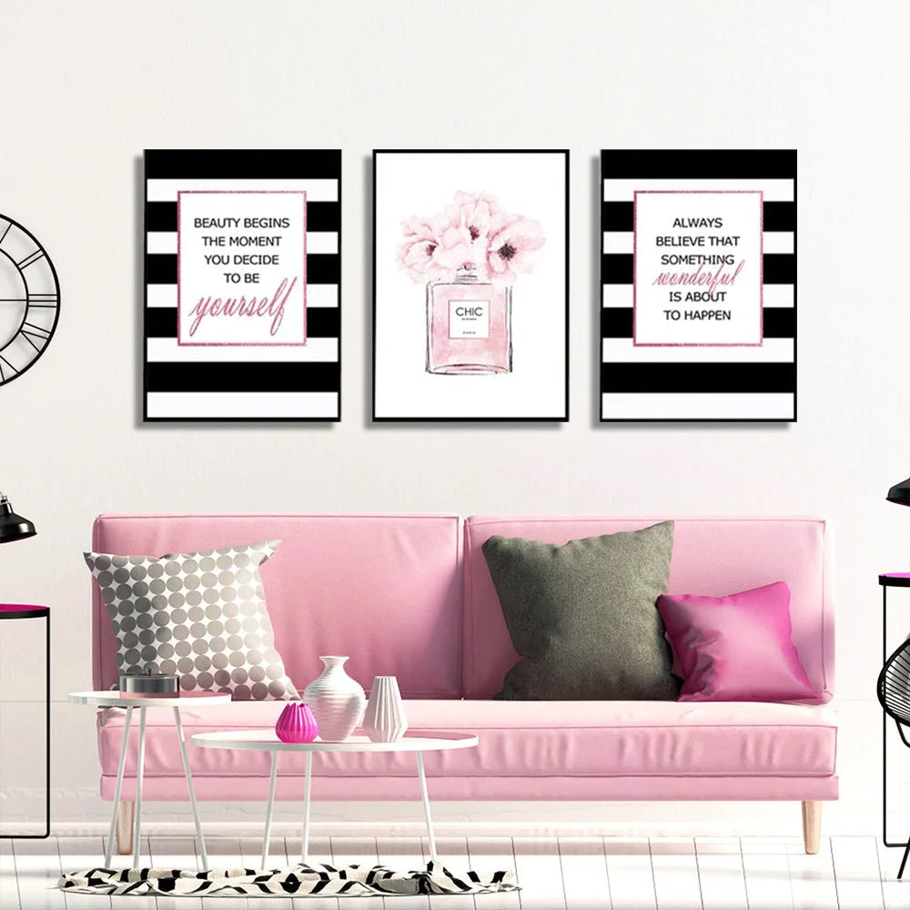 Wall Art Fashion Prints 60x90cm 3 Sets Black Frame Canvas
