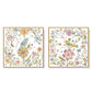 Wall Art Floral Birds 2 Sets Gold Frame Canvas 90x90cm