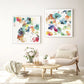 Wall Art Glitchy Floral 70x70cm 2 Sets White Frame Canvas