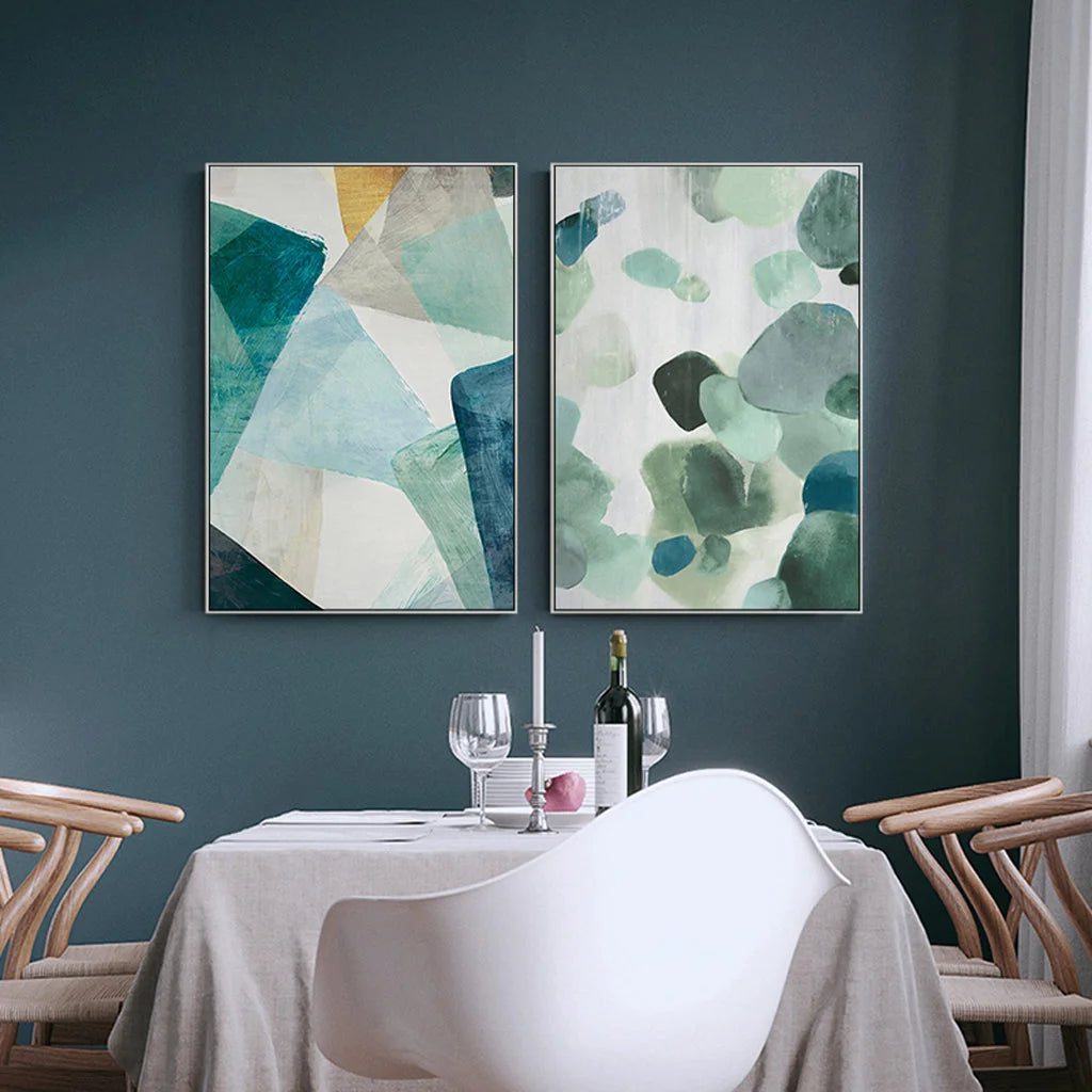 Wall Art Green Marble 2 Sets White Frame Canvas 70x100cm