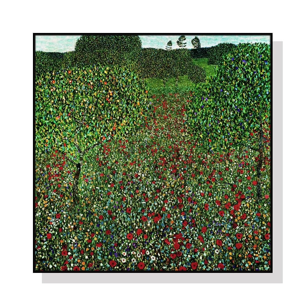 Wall Art Italian Garden by Gustav Klimt Black Frame Canvas