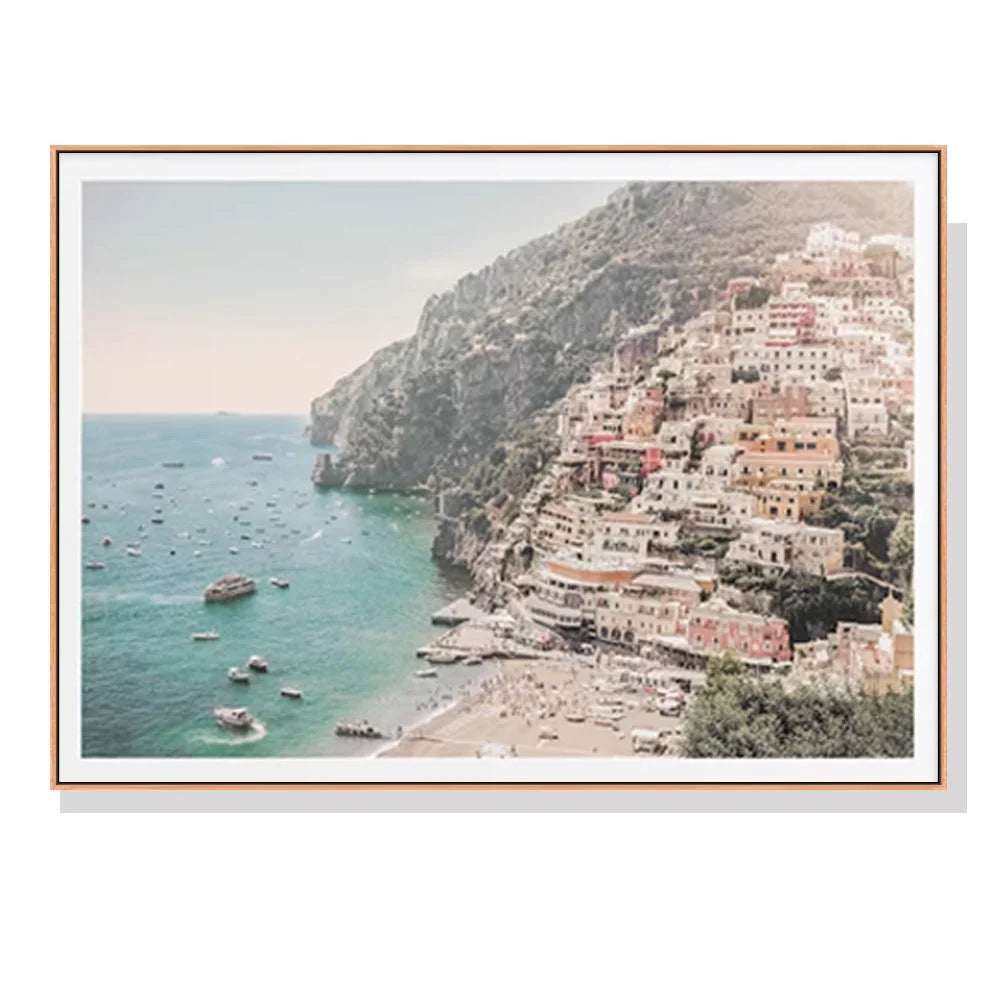 Wall Art Italy Amalfi Coast 50x70cm Wood Frame Canvas