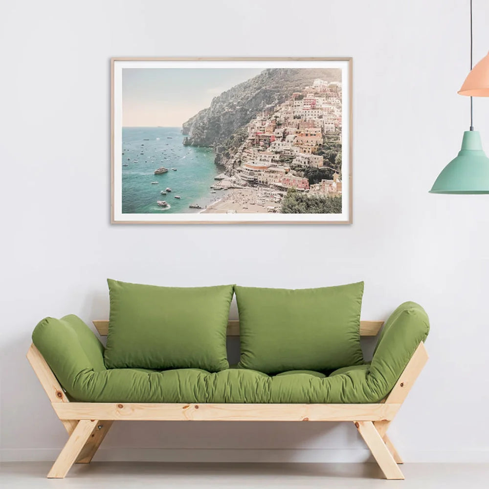 Wall Art Italy Amalfi Coast 70x100cm Wood Frame Canvas
