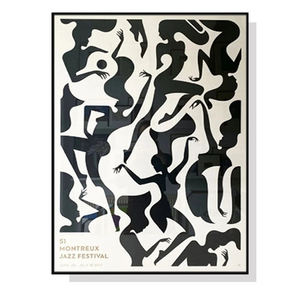 Wall Art Jazz Festival Black Frame Canvas 80x120cm - Home &