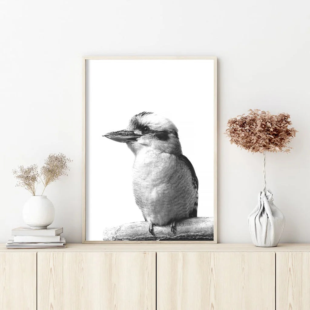 Wall Art Kookaburra Black Frame Canvas 90x135cm - Home &